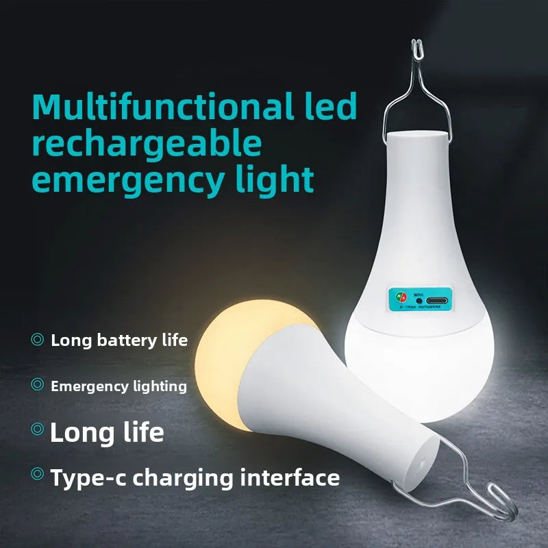 USB Rechargeable LED Emergency Light – Portable Backup Bulb with Type-C Charging