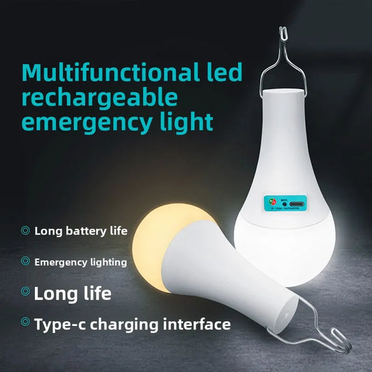 USB Rechargeable LED Emergency Light – Portable Backup Bulb with Type-C Charging